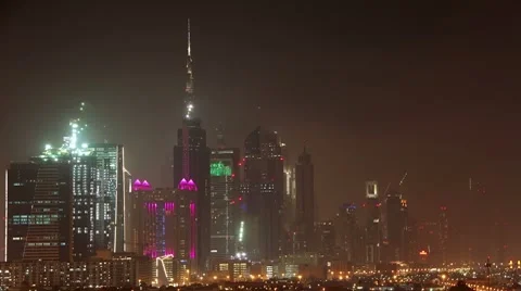 Time Lapse 1080p: Night Dubai, United Arab Emirates Stock Footage