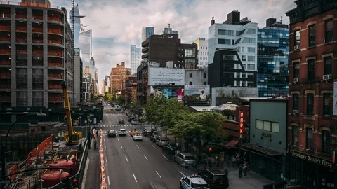 Time Lapse - 10th Ave View of the High Line - Manhattan - New York - USA Stock Footage 108417409
