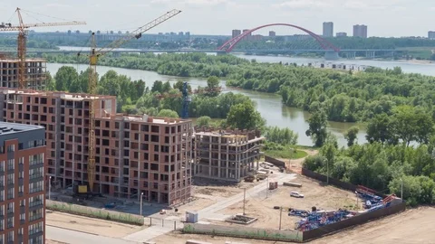 Time lapse, 3 years of construction of multistory residential building Stock Footage 111317046