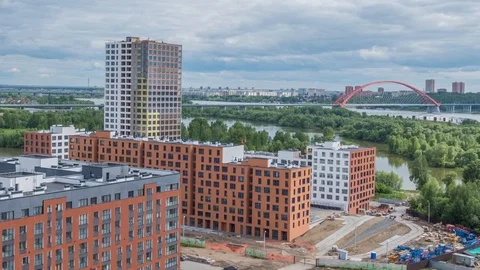 Time lapse, 3 years of construction of multistory residential building Stock Footage 111317066