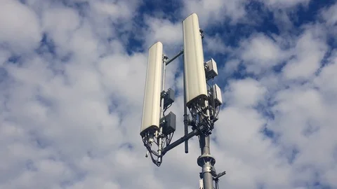 Time lapse of 3G, 4G, 5G Cellular Antennas with Amplifiers. Internet of Stock Footage 125769571