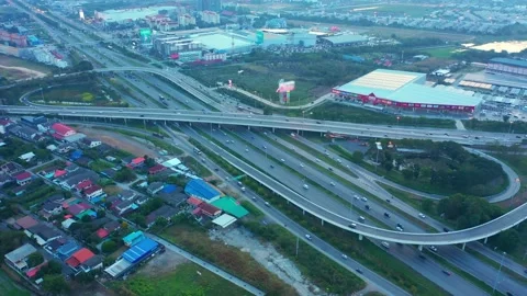 Time lapse 4K of aerial view of Bangkok City skyline Stock Footage 230604032