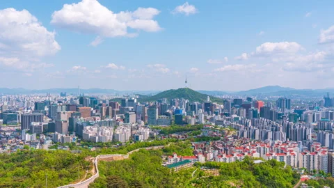 Time lapse 4K Beautiful sky at Seoul City Skyline, South Korea. Stock Footage 154112833
