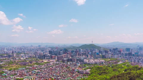 Time lapse 4K Beautiful sky at Seoul City Skyline, South Korea. Stock Footage 154114172