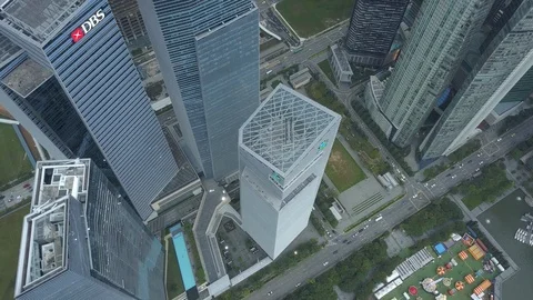 Time lapse of 4K Bird view of the Financial Center in downtown Singapore Stock Footage 113544819