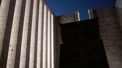 Time Lapse 4K - Blu Sky And Stars, Ara Pacis Mundi (Medea, It) Stock Footage 118048715