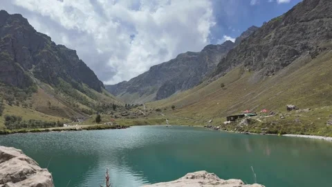 Time Lapse 4K Crystal Clear Lake  Breathtaking Mountain Range Landscape with Stock Footage 288002042