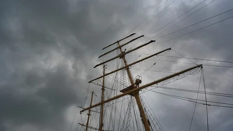 Time Lapse. 4k. A gray, stormy sky, a thundercloud moves from left to right. Stock Footage 116673341