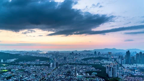 Time lapse 4k, The most beautiful viewpoint of Gangnam When the sun goes down th Stock Footage 197130608
