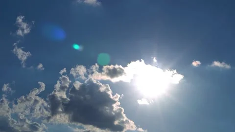 Time Lapse 4K Sun Blue Sky and White Cloud, Sky in Sunbeams Highlights Daylight, Video stock 233781315