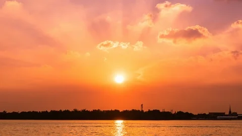 Time-lapse 4K sunset cloud moving away from the abstract colorful background Stock Footage 119677229