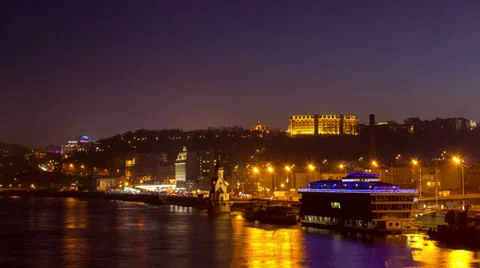 Time lapse 4K+ Ultra HD fps 29.97  night traffic  Kyiv, Dnipro river Stock-Footage 34351291