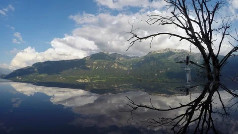 Time lapse of 4K view of the white clouds over Brienz Lake in Switzerland Stock Footage 113609520