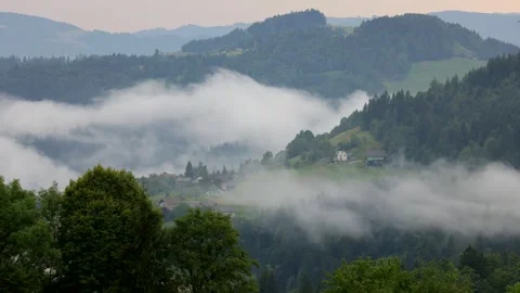 Time lapse, 50x, clouds after a thunderstorm in the valley near Javorje, Poljane Stock Footage 342188066