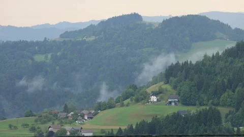Time lapse, 50x, clouds after a thunderstorm in the valley near Javorje, Poljane Stock Footage 342189695