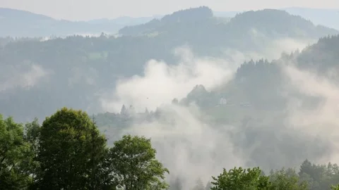 Time lapse, 50x, clouds after a thunderstorm in the valley near Javorje, Poljane Stock Footage 342189842