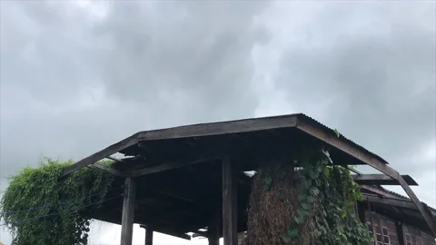 Time lapse: abandoned old house with dark cloud Stock Footage 157549862