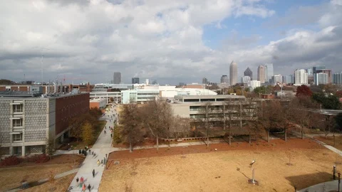 Time Lapse Above Georgia Tech University with Atlanta City in Background 4K Stock Footage 111243336