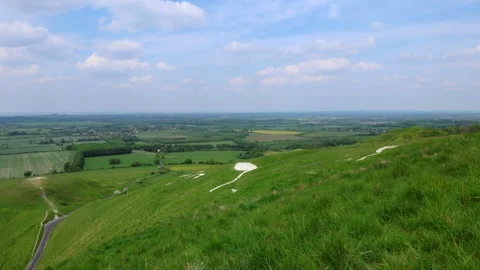 Time Lapse across Bronze Age Uffington White Horse Hill Figure, Oxfordshire, UK Stock Footage 341588403