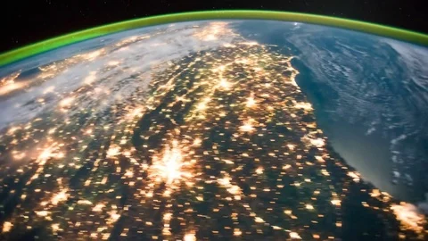Time lapse across the eastern United States at night from space in 4K Stock Footage 74285658