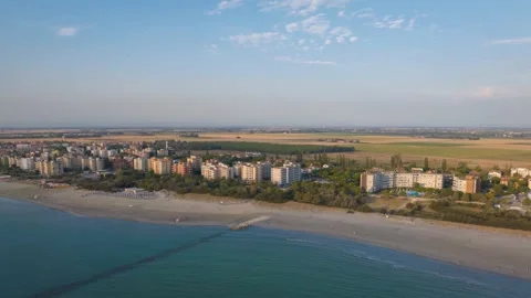Time-lapse of adriatic beach with umbrellas and gazebos Stock Footage 206444891