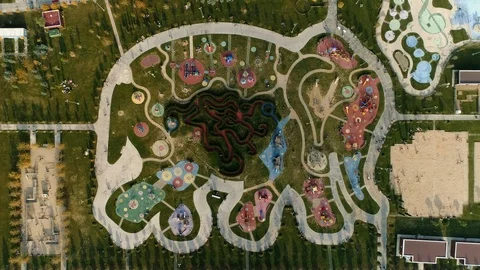 Time Lapse Aerial Top Down View of Elephant Shape at Public Park Video stock 98785202