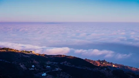 Time Lapse - Aerial View of Beautiful Fog at Sunset - 4K Stock Footage 85001990
