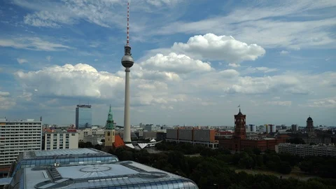 Time Lapse Aerial View of Berlin Skyline Buildings and TV Tower Famous Landmark Stock-Footage 106440374