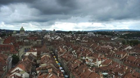 Time Lapse Aerial View of Bern City Skyline Old Town Buildings Famous Landmark Stock-Footage 98733500