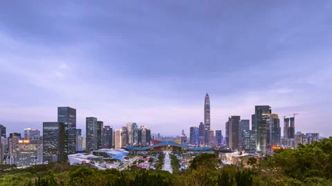 Time Lapse Aerial View of CBD Centrel Line in the Evening of Shenzhen 库存影片 88127670