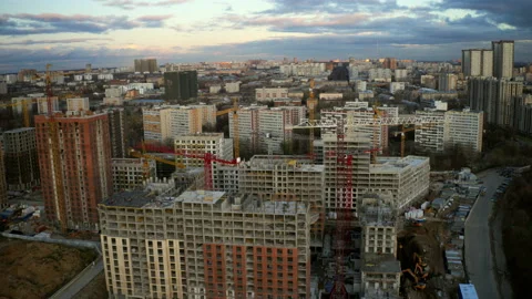 Time Lapse Aerial view of the construction of a residential quarter Stock Footage 118948153