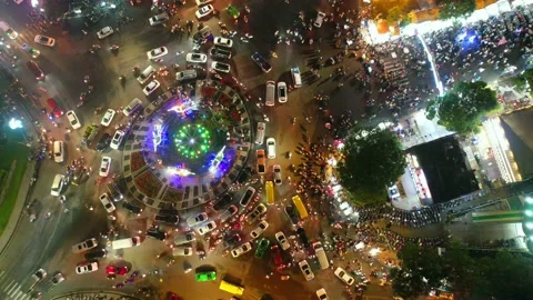 Time lapse aerial view of Da Lat city night Stock Footage 226475821
