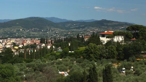 Time Lapse Aerial View Florence Skyline Toscana Italian Hill Beautiful Landscape 스톡 동영상 99036611