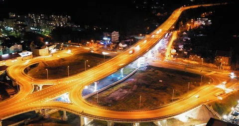 Time lapse, Aerial View of freeway busy city rush hour heavy traffic Vidéo 103860372