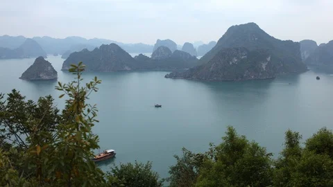 Time Lapse Aerial View of Ha Long Bay Group of Islands Amazing Landscape Nature Stock Footage 104388752