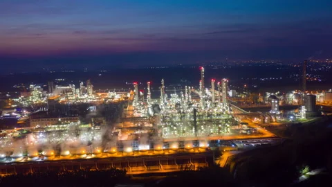 Time-lapse aerial view of the inter-electric and petrochemical  Stock-Footage 243745565