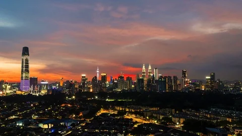 Time Lapse Aerial View Of Kuala Lumpur City. Stock Footage 110368543