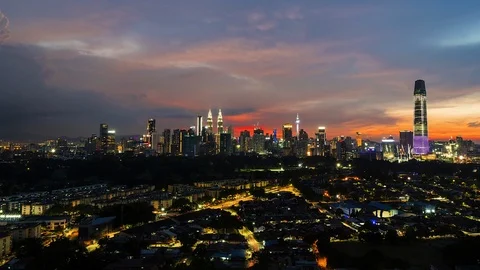 Time Lapse Aerial View Of Kuala Lumpur City. Stock Footage 110369163