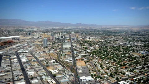Time Lapse Aerial View of Las Vegas Downtown Skyline with Cars Traffic on Strip Stock Footage 109309206