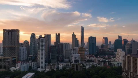 Time-lapse Aerial view of modern building in business zone in Bangkok,Thailand Stock Footage 71070203