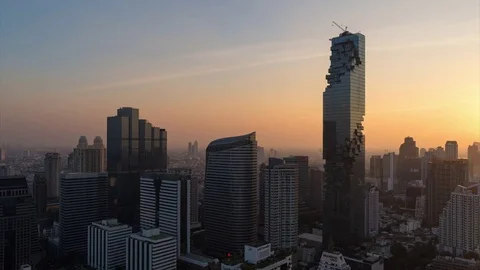 Time-lapse Aerial view of modern building in business zone at Bangkok,Thailand. Stock Footage 80754820
