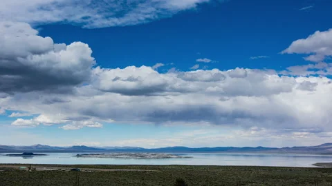 Time Lapse - Aerial view of Mono Lake in California USA Stock Footage 161123673