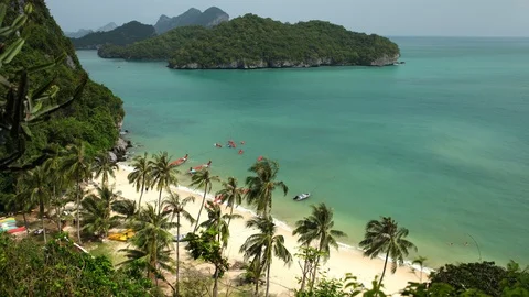 Time Lapse Aerial View Of Mu Ko Ang Thong Marine National Park Koh Wua Talap Day Stock Footage 99888342