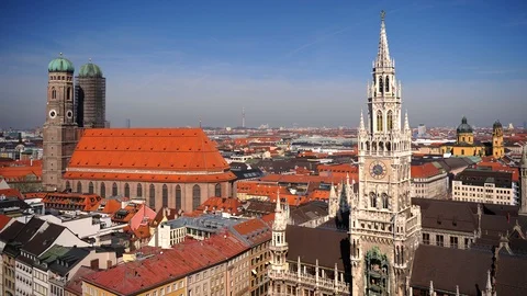 Time Lapse Aerial View of Munich Skyline with Buildings Rooftops Travel Landmark 스톡 동영상 109279958