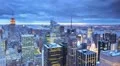 Time Lapse Aerial View of New York City Skyline with Office Towers Dusk to Night 4k or 4k+ Resolution