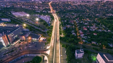 Time lapse aerial view to road bridge, Kharkiv Stock Footage 139726316