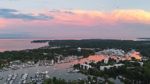 Time-lapse Aerial View Of Safe Harbor Port Annapolis In Annapolis, Maryland On Stock Footage 327552352