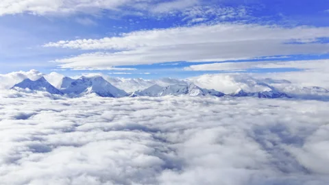 Time-Lapse Aerial View of Sea of Clouds at Mengdala Pass in Shannan, Tibet Stock Footage 340246095