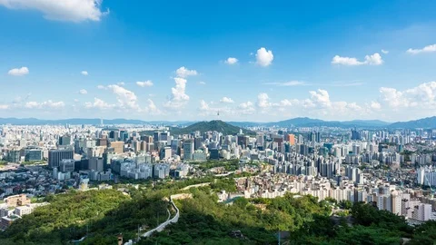 Time lapse Aerial view of Seoul city. Stock Footage