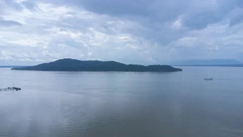Time-lapse aerial view of Suwangi Island in the Kalimantan sea area passed .. Stock Footage 278669629